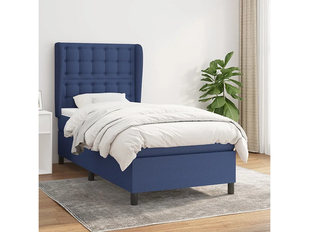 Sommier à lattes de lit avec matelas Bleu 80x200 Tissu