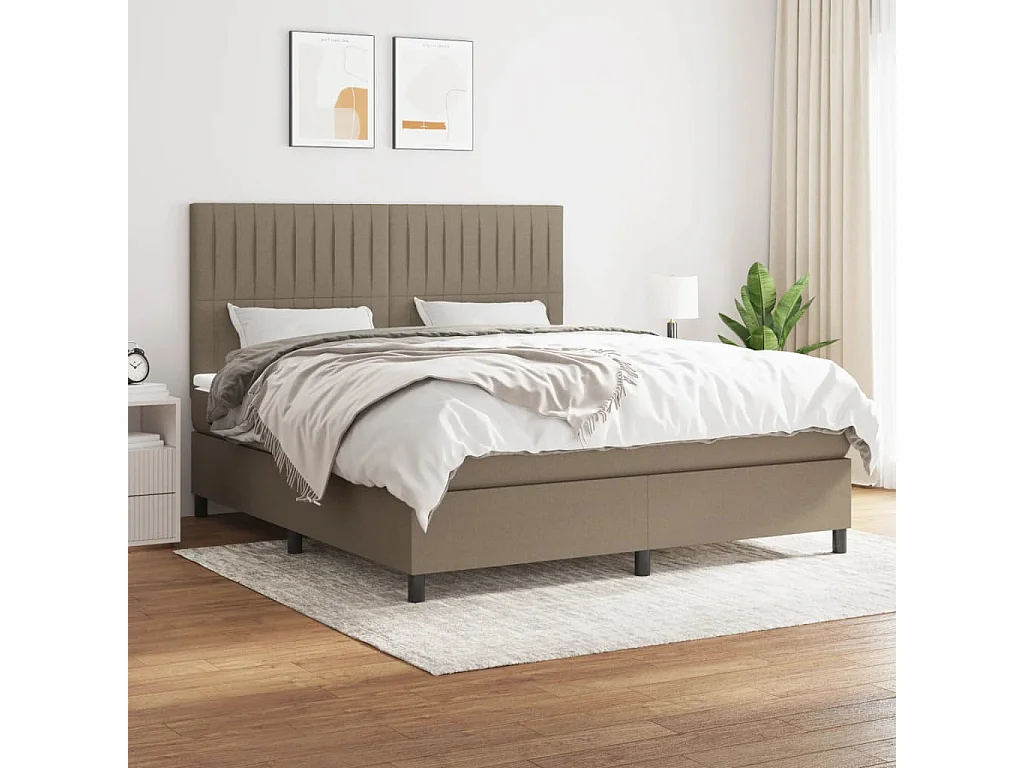 Sommier à lattes de lit avec matelas Taupe 160x200 Tissu