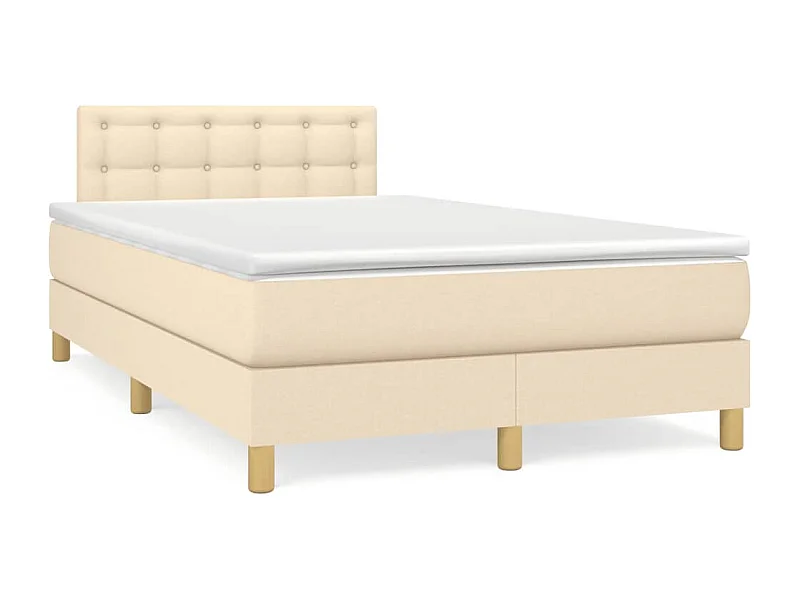 Sommier à lattes de lit matelas et LED crème 120x190 tissu