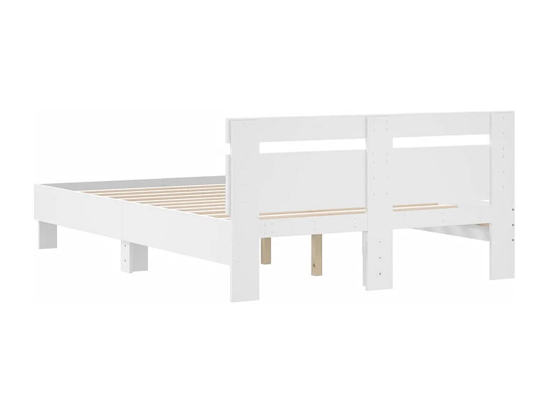 Cadre de lit avec tête de lit blanc 120x200 bois d'ingénierie