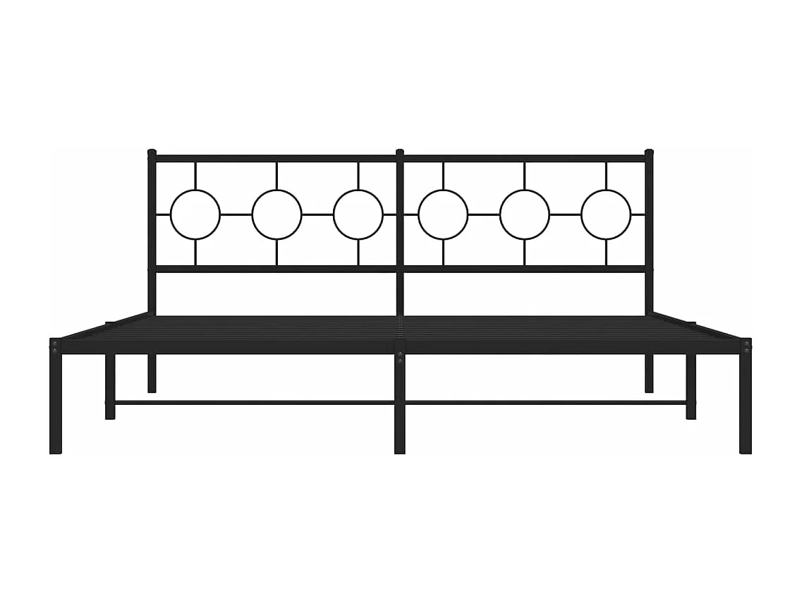 Cadre de lit métal avec tête de lit noir 183x213
