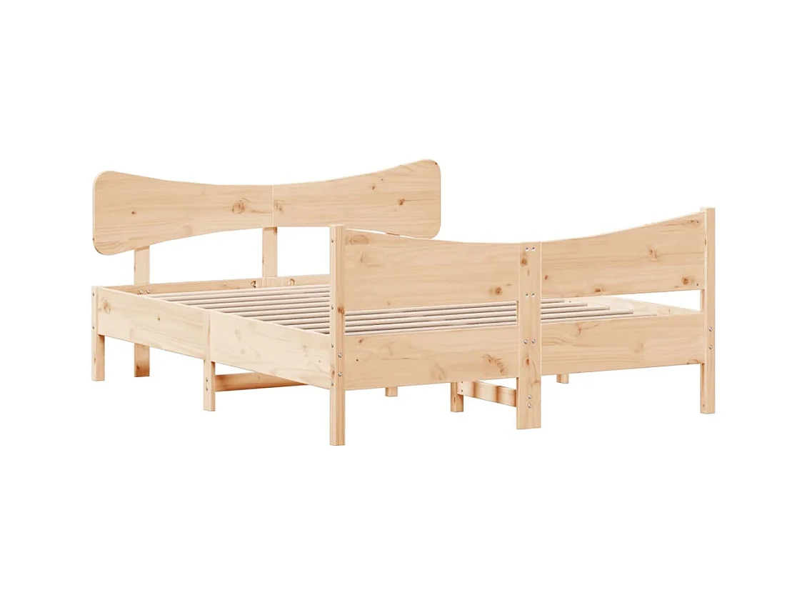 Bedframe met hoofdbord massief grenenhout 140x190 cm