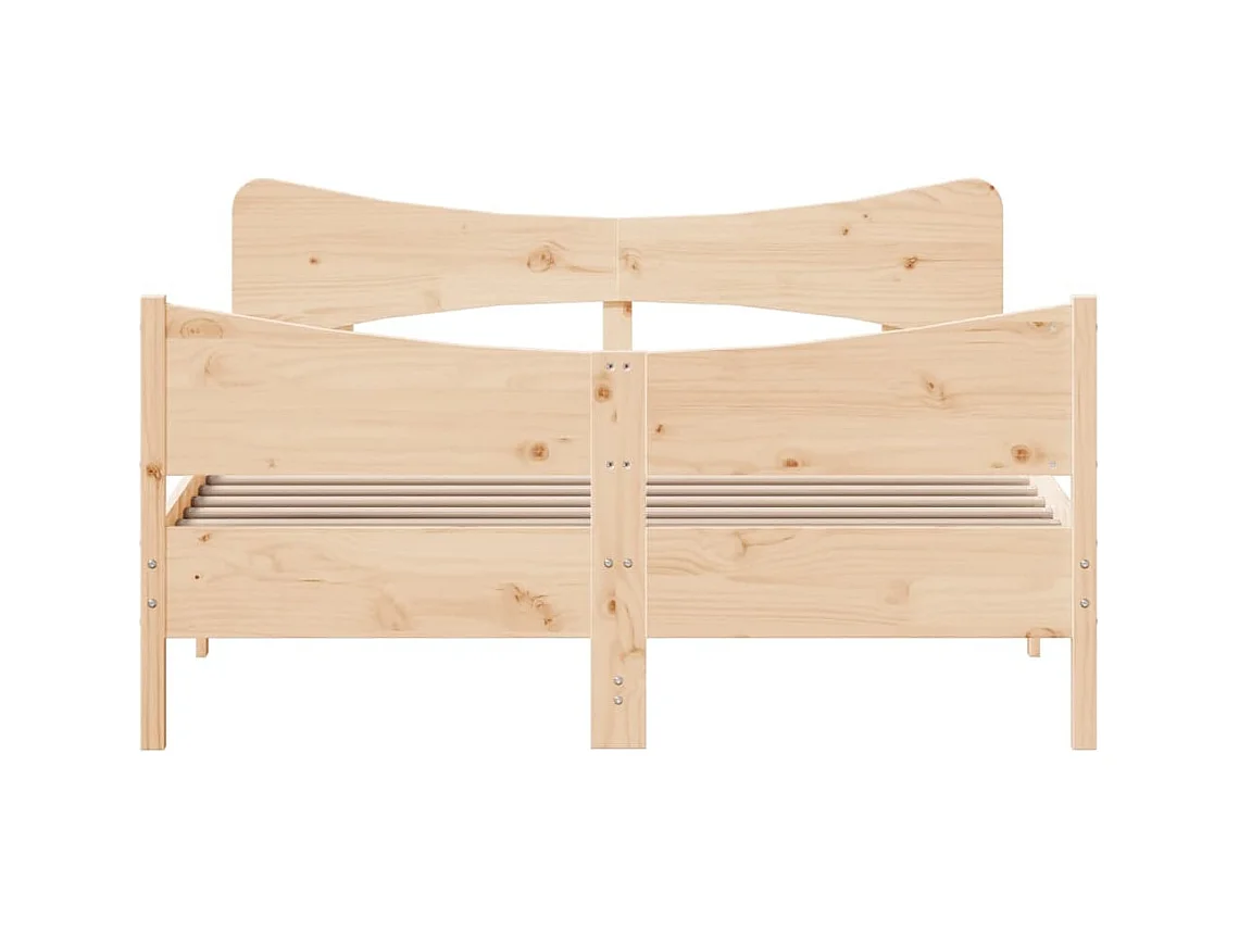 Bedframe met hoofdbord massief grenenhout 140x190 cm