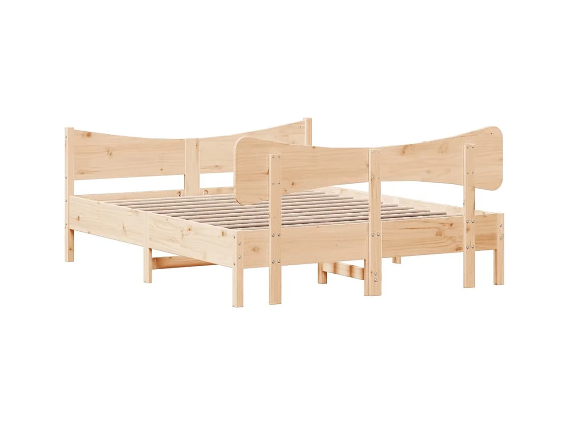 Bedframe met hoofdbord massief grenenhout 140x190 cm