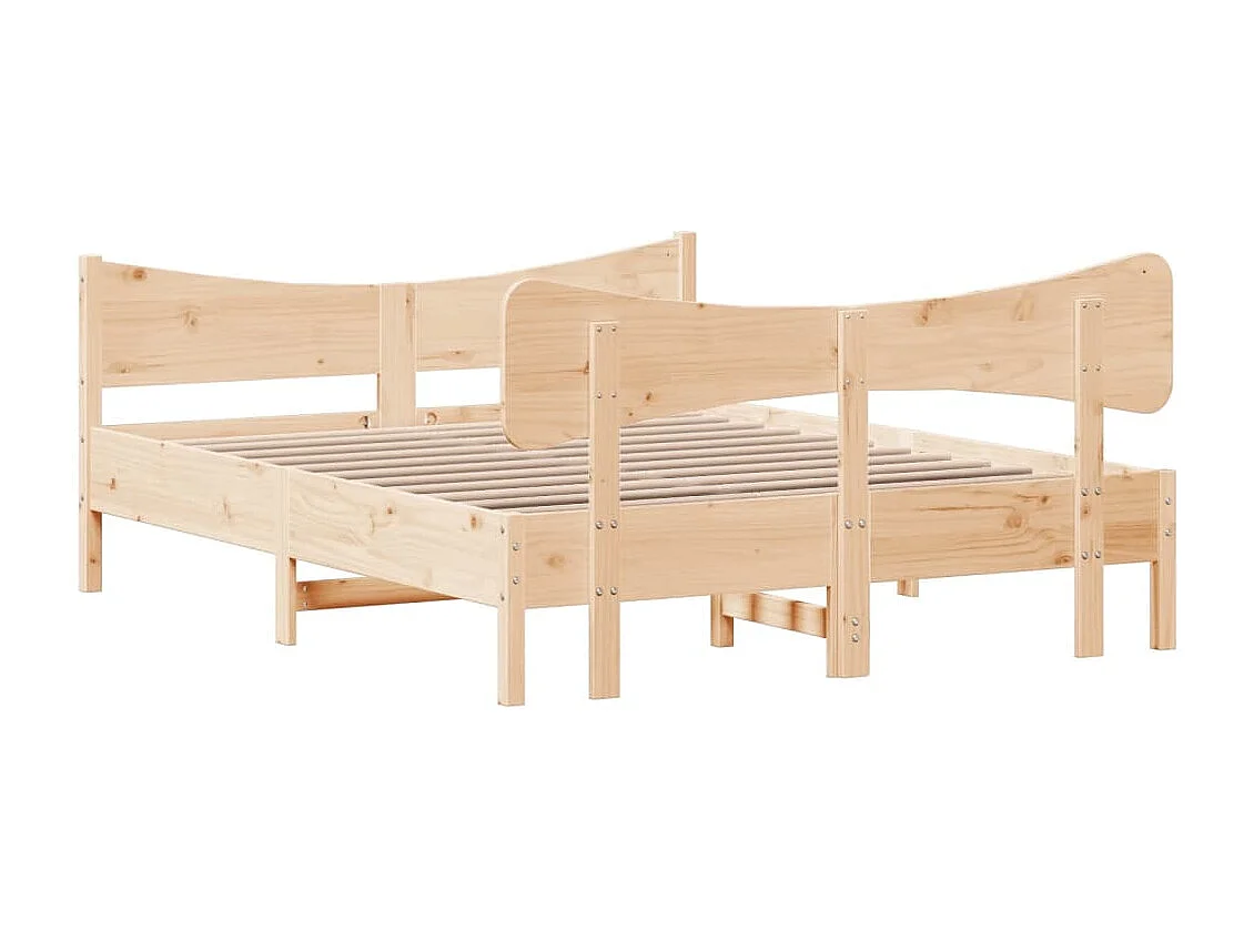 Bedframe met hoofdbord massief grenenhout 140x190 cm