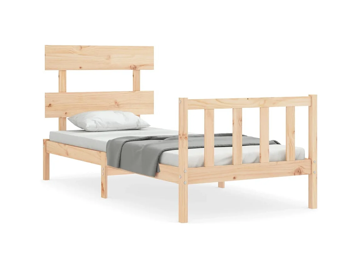 Cadre de lit avec tête de lit 90x200 bois massif