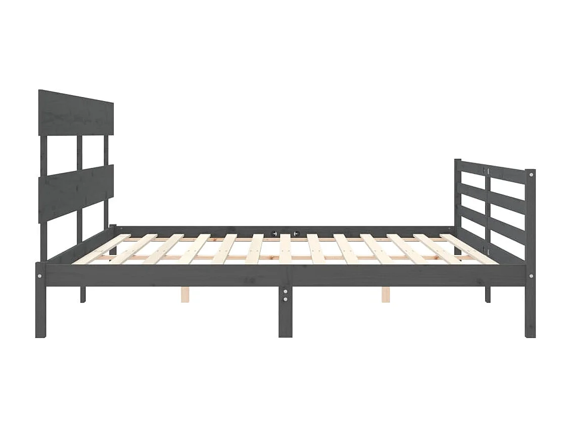 Cadre de lit avec tête de lit gris 200x200 bois massif