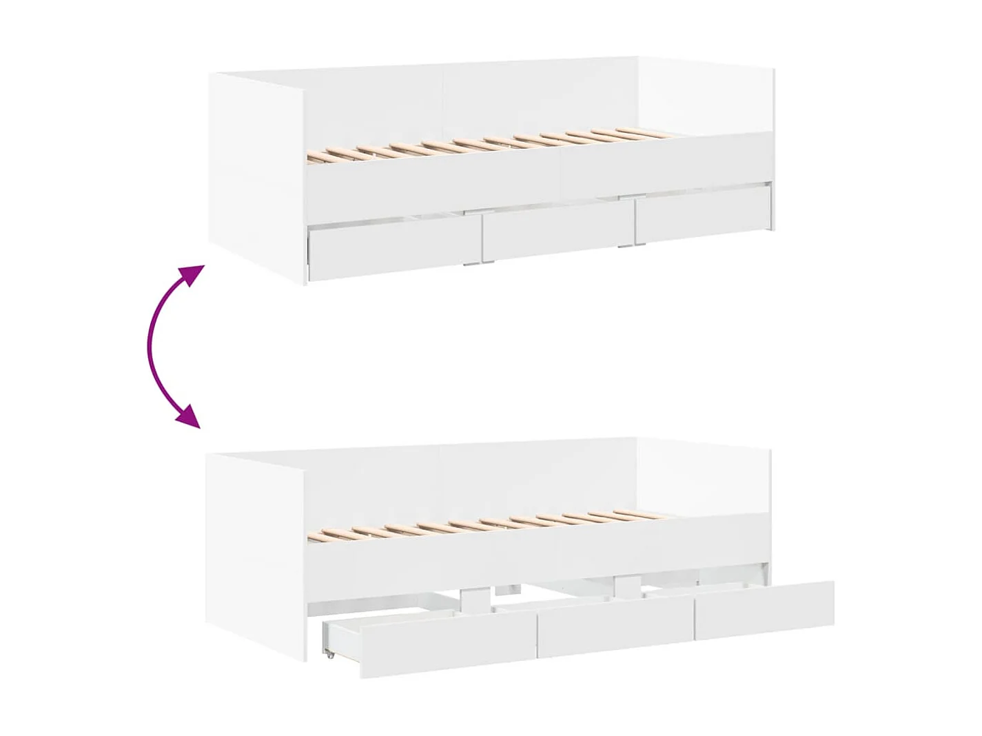 Lit de jour avec tiroirs blanc 100x200 bois d'ingénierie