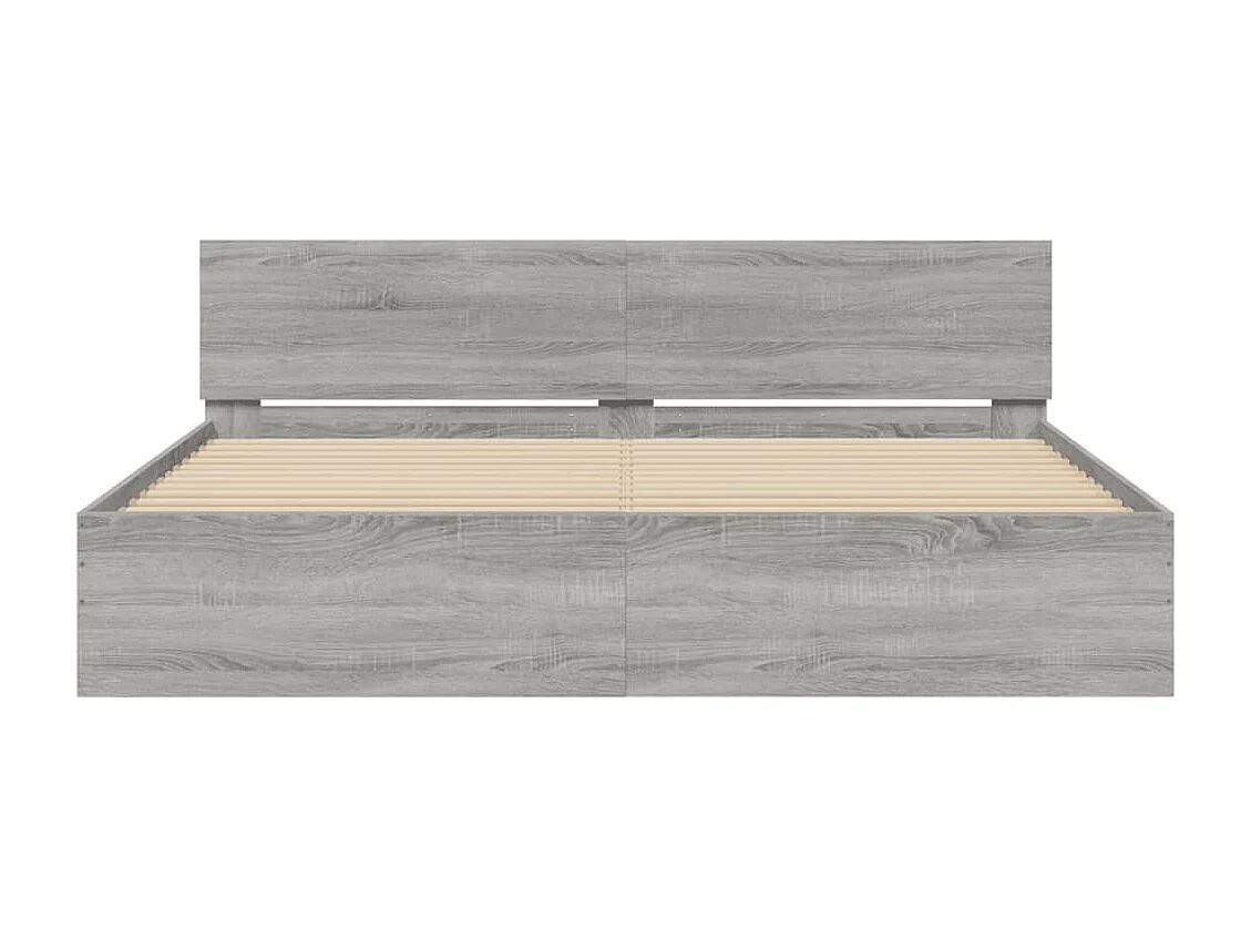 Cadre de lit avec tête de lit et LED sonoma gris 200x200