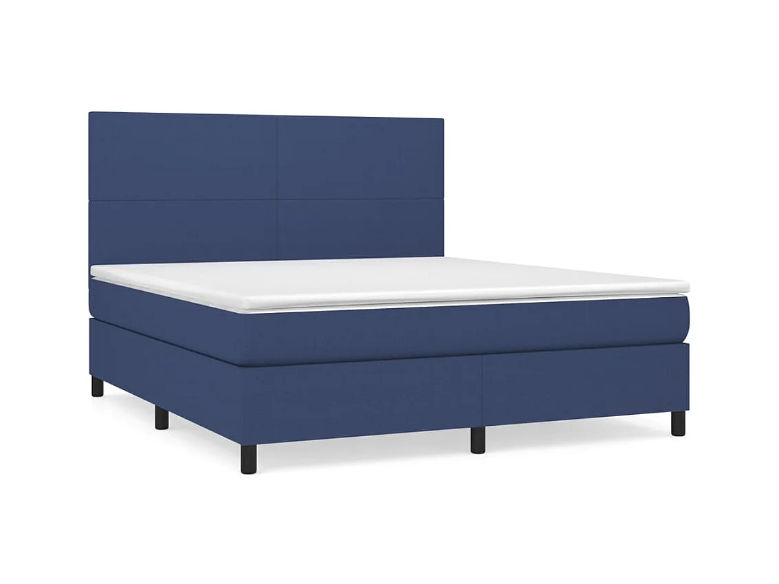Lit à sommier tapissier avec matelas Bleu 160x200 Tissu 2