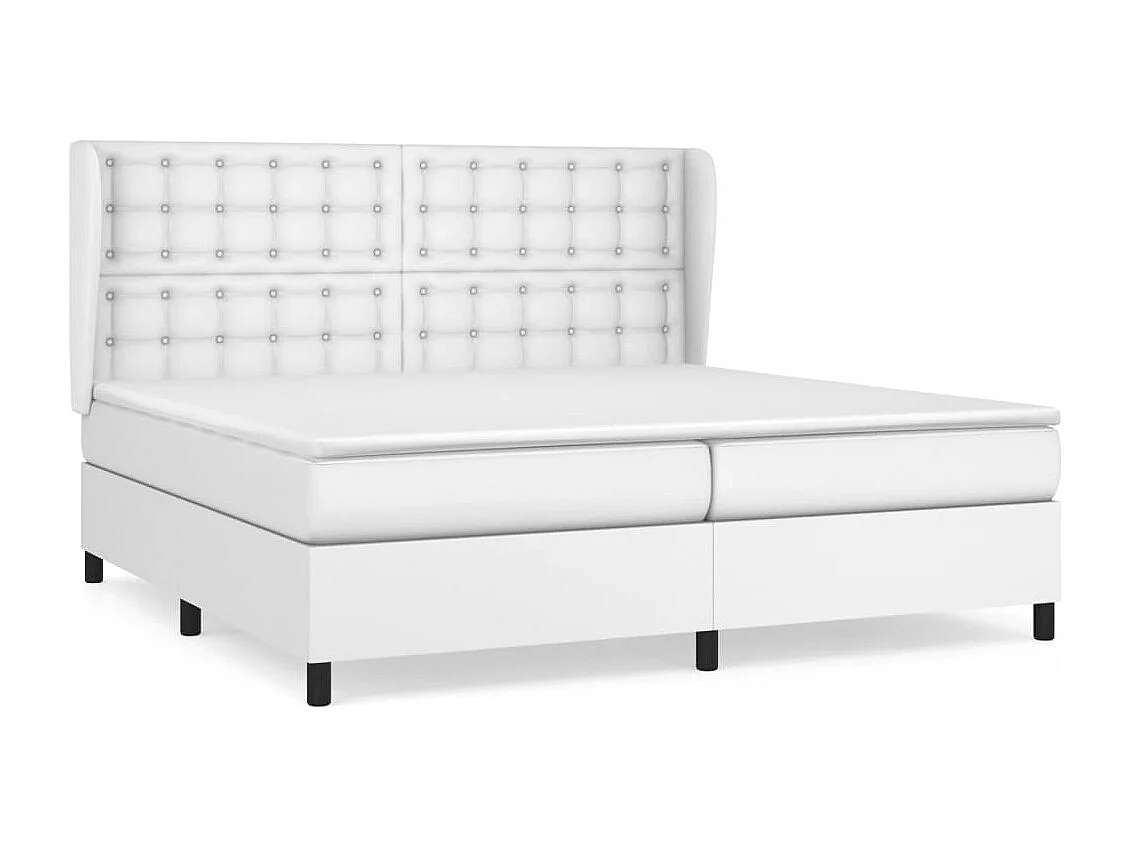 Sommier à lattes de lit avec matelas Blanc 200x200 Similicuir