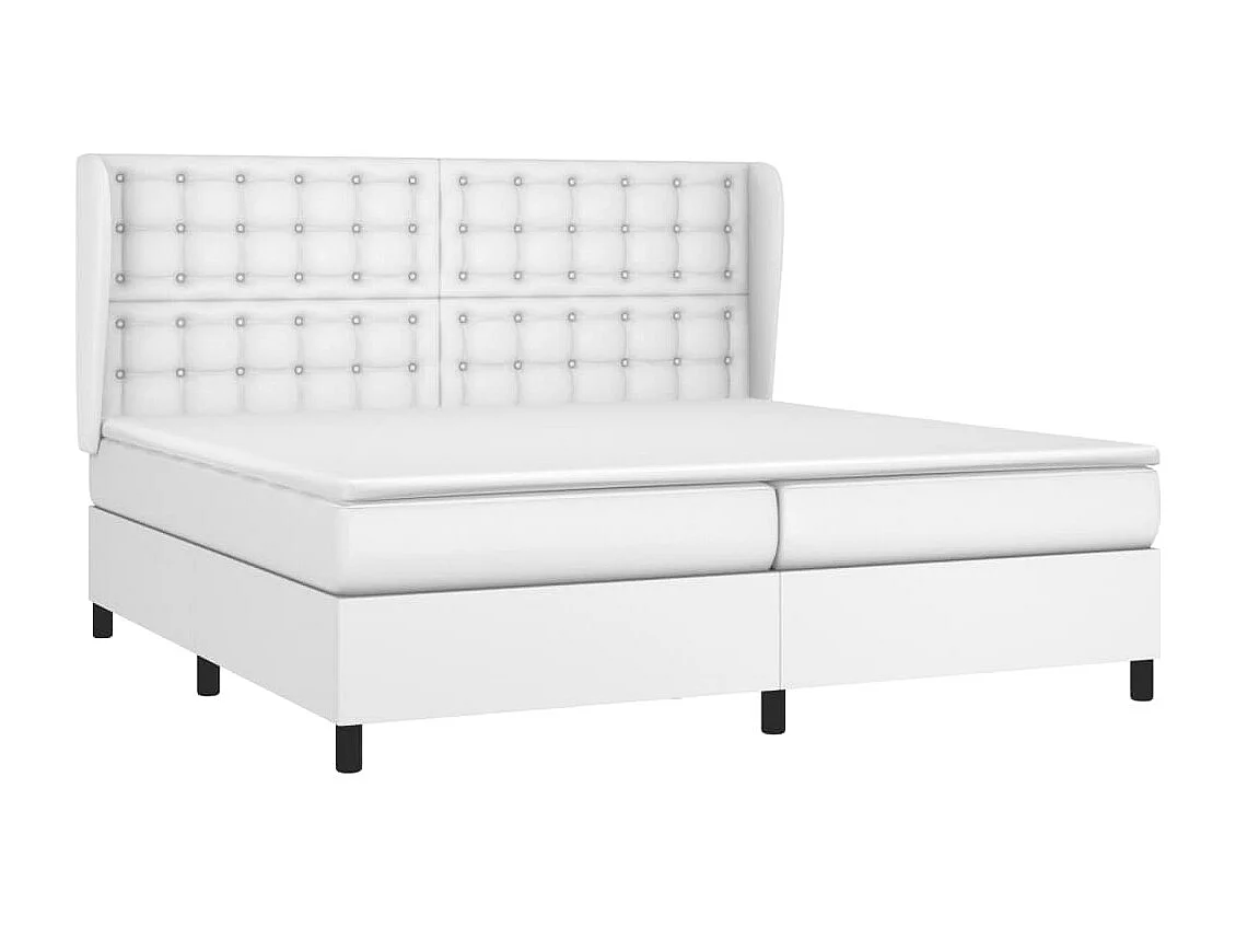 Sommier à lattes de lit avec matelas Blanc 200x200 Similicuir