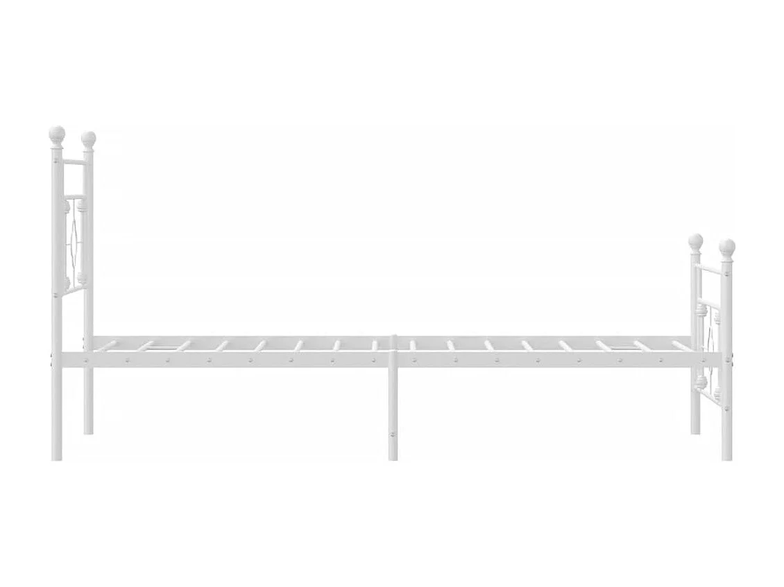 Cadre de lit métal avec tête de lit-pied de lit blanc 100x200
