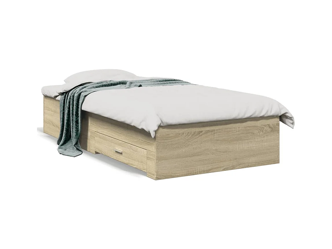 Cadre de lit et tiroirs chêne sonoma 100x200 bois ingénierie