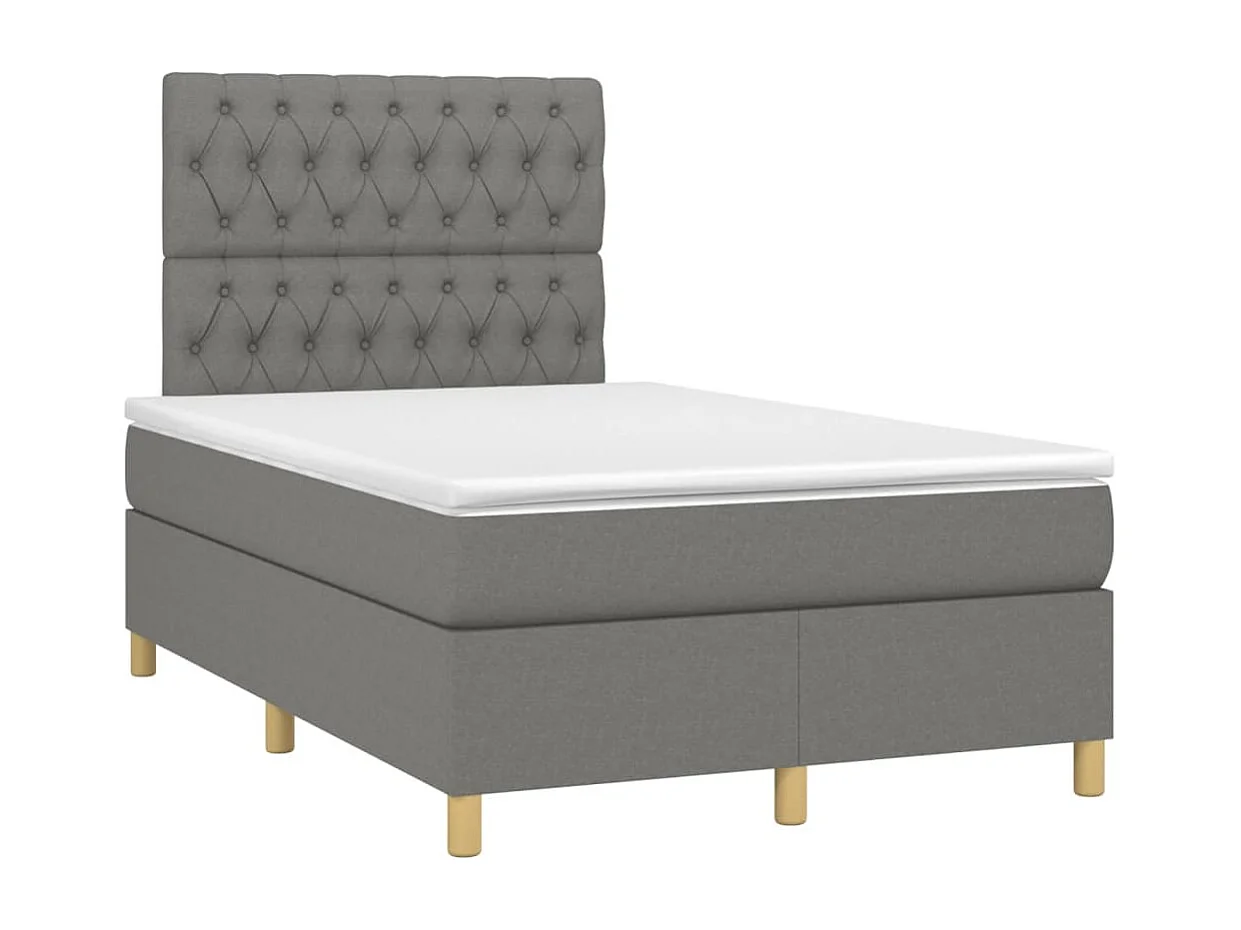 Sommier à lattes de lit matelas LED gris foncé 120x190 tissu