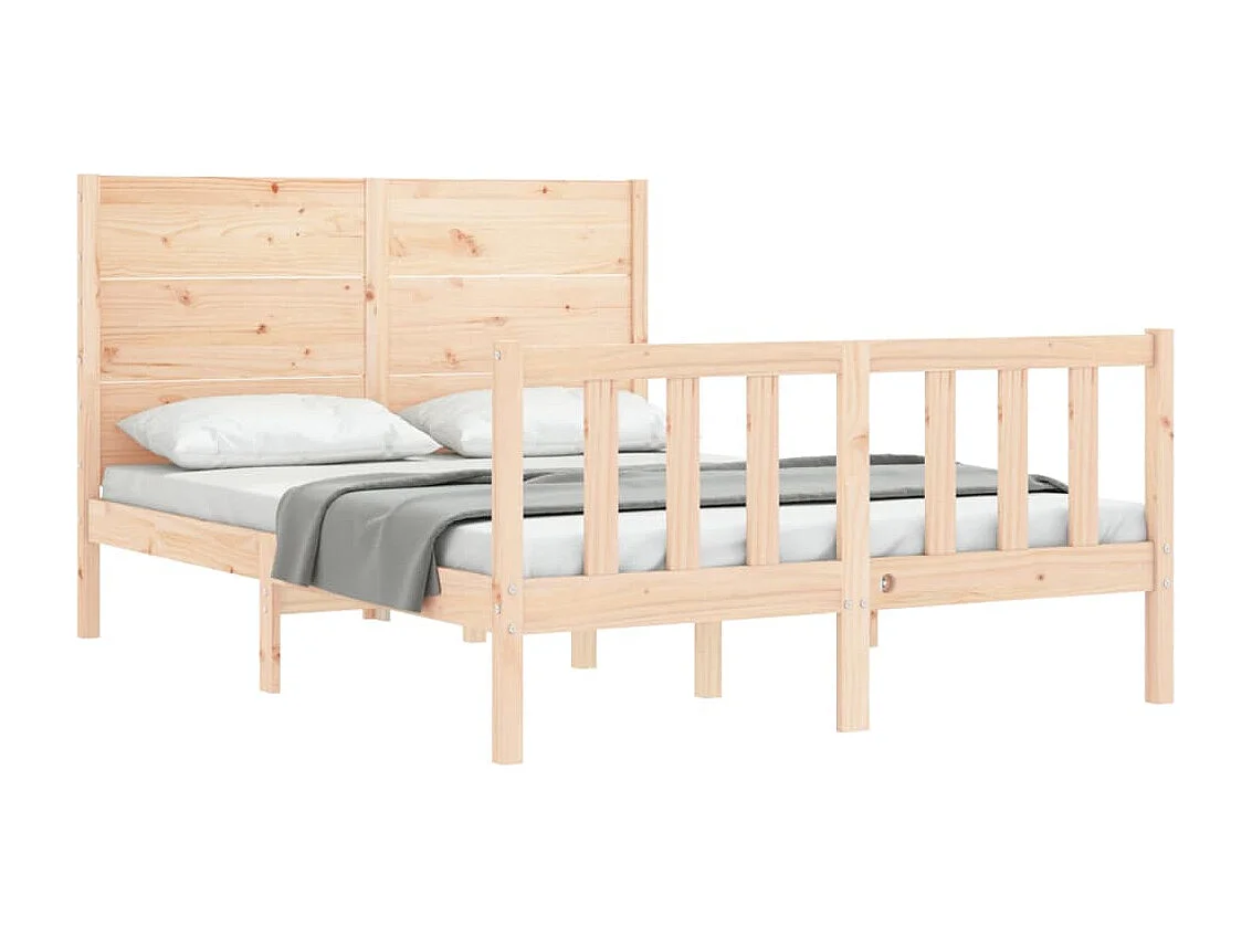 Bedframe met hoofdbord massief hout 140x190 cm