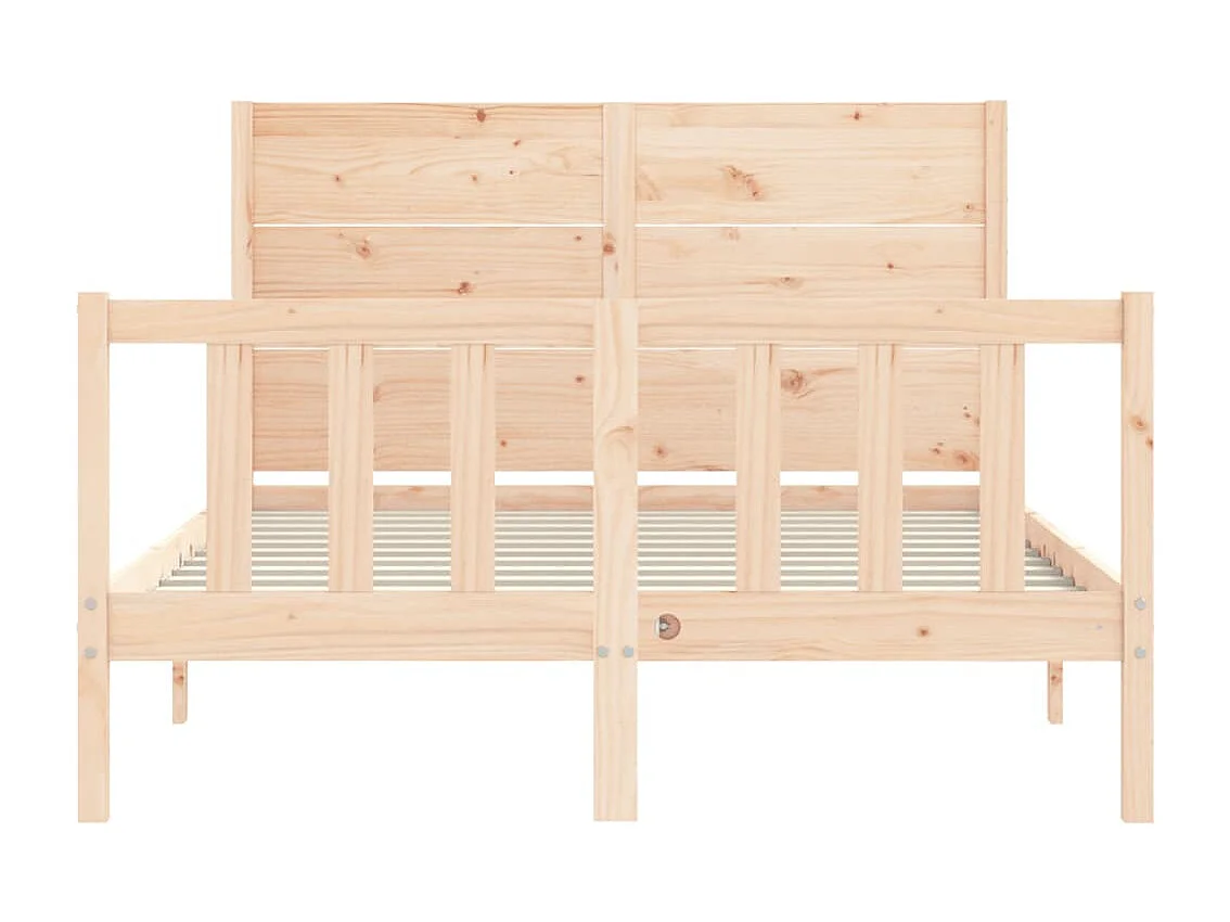 Bedframe met hoofdbord massief hout 140x190 cm