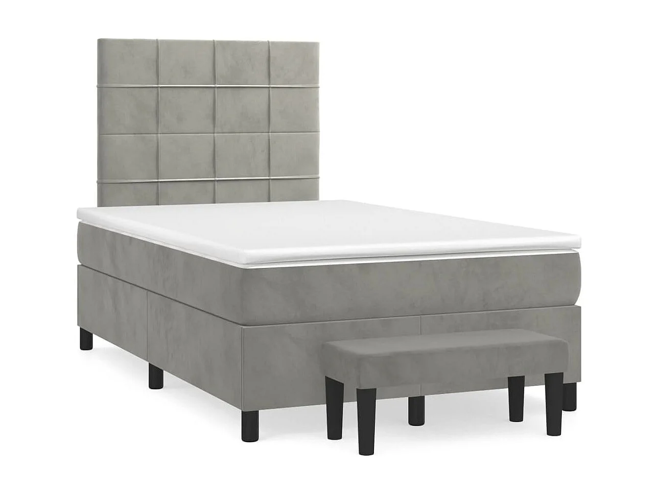 Sommier à lattes de lit et matelas gris clair 120x190 velours