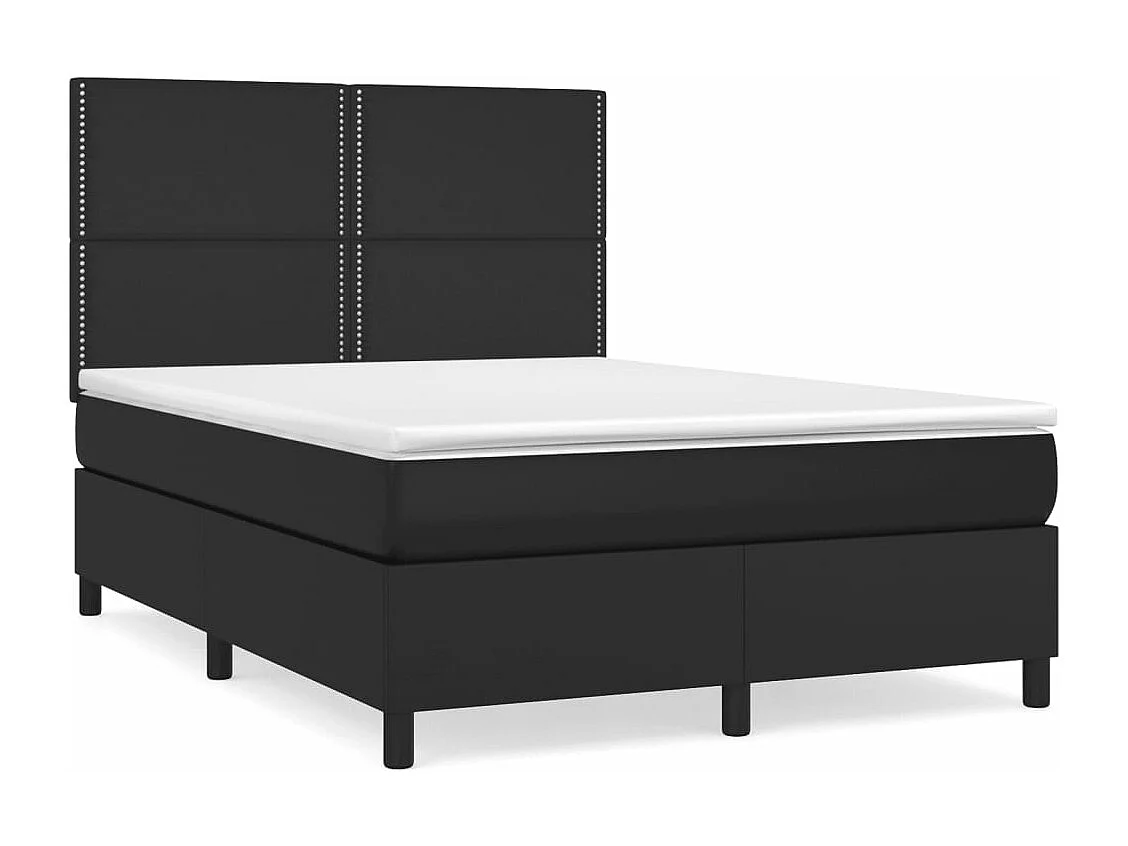 Sommier à lattes de lit avec matelas Noir 140x190 Similicuir
