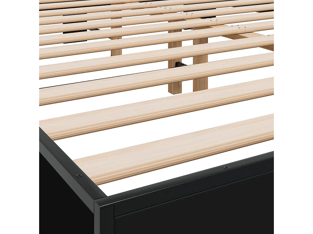 Cadre de lit noir 150x200 bois d'ingénierie et métal