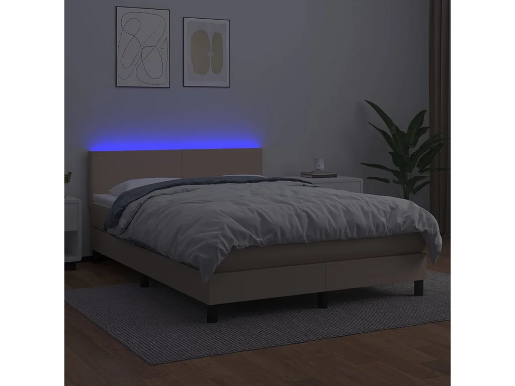 Sommier à lattes de lit avec matelas LED Cappuccino 140x200