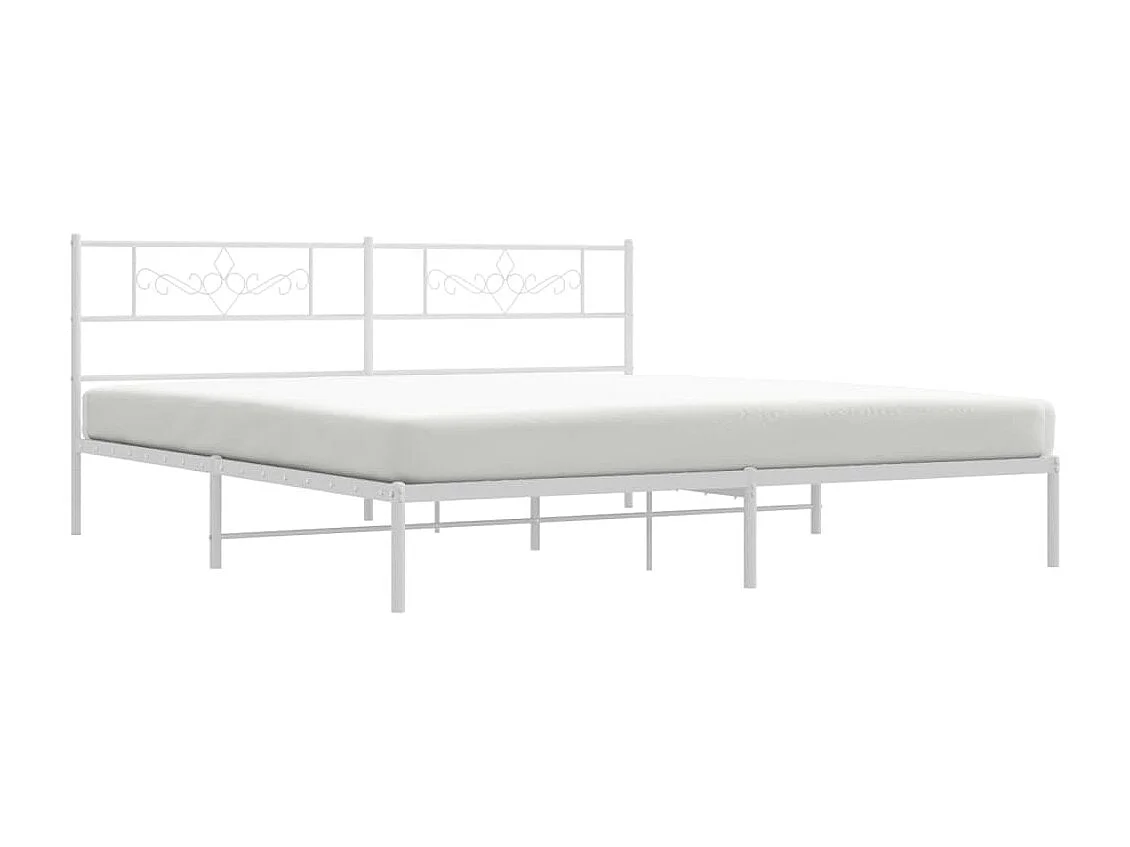 Cadre de lit métal avec tête de lit blanc 200x200