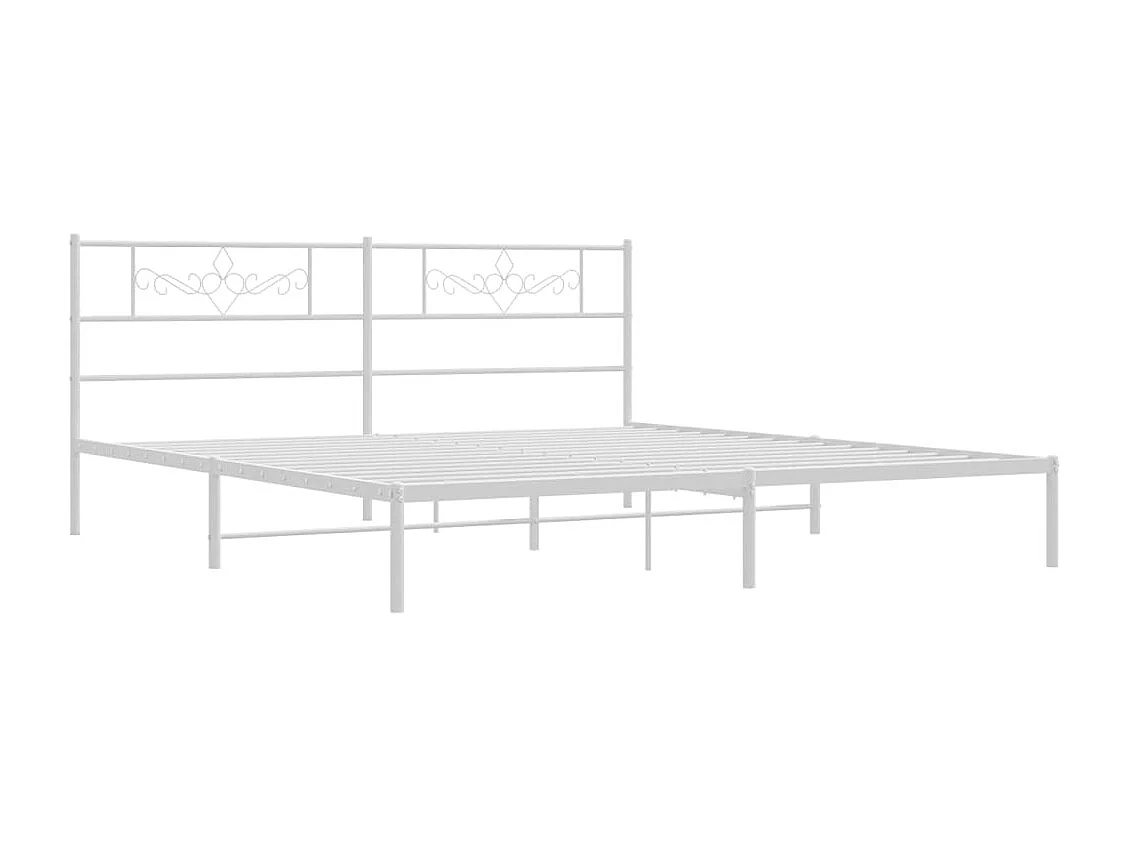 Cadre de lit métal avec tête de lit blanc 200x200