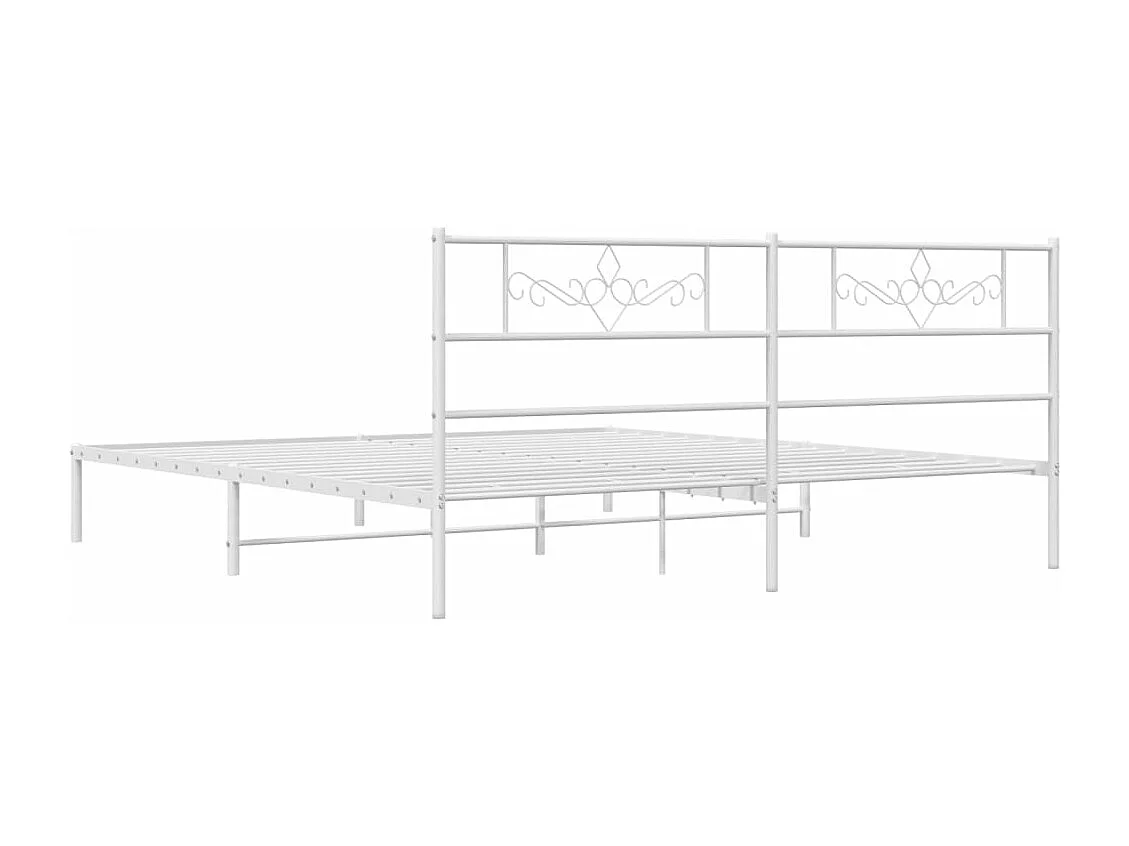 Cadre de lit métal avec tête de lit blanc 200x200