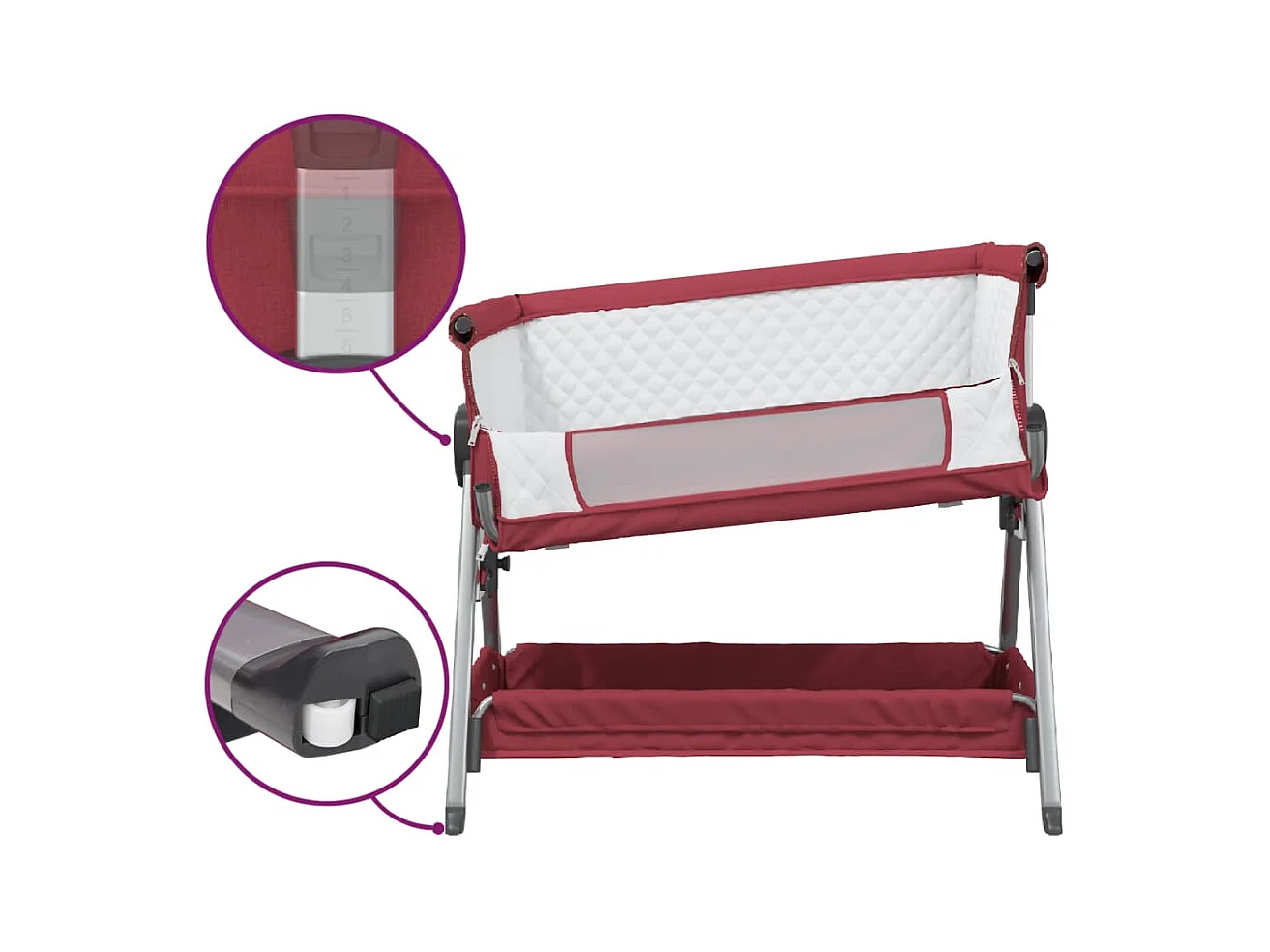 Lit pour bébé avec matelas Rouge Tissu de lin