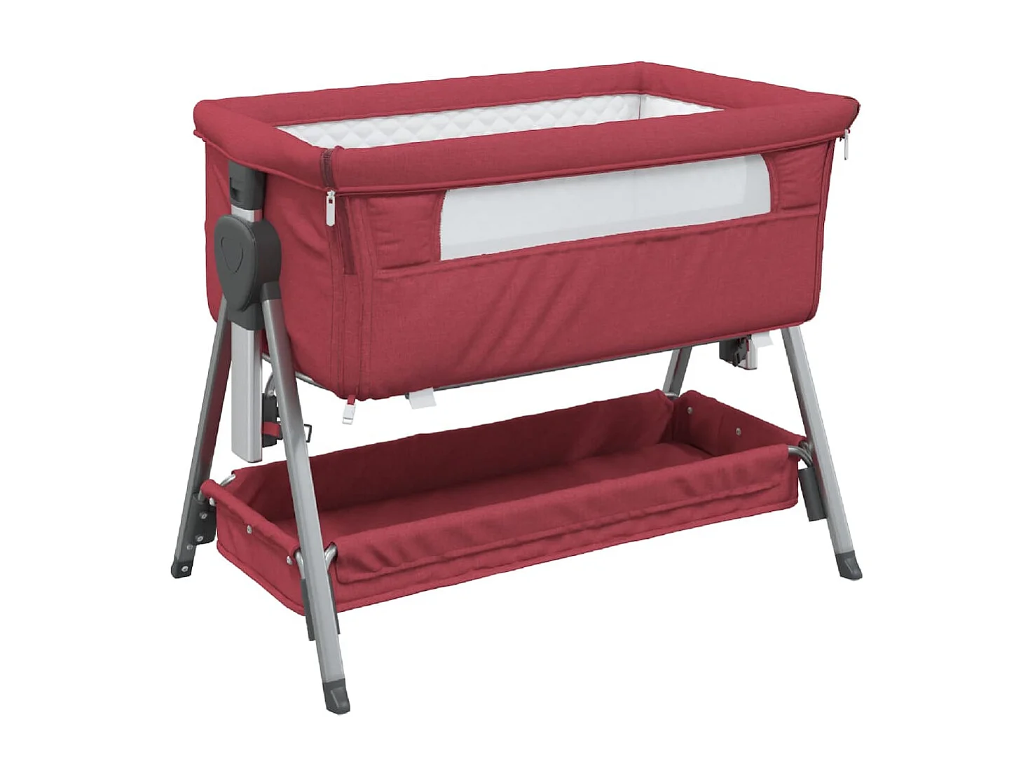Lit pour bébé avec matelas Rouge Tissu de lin
