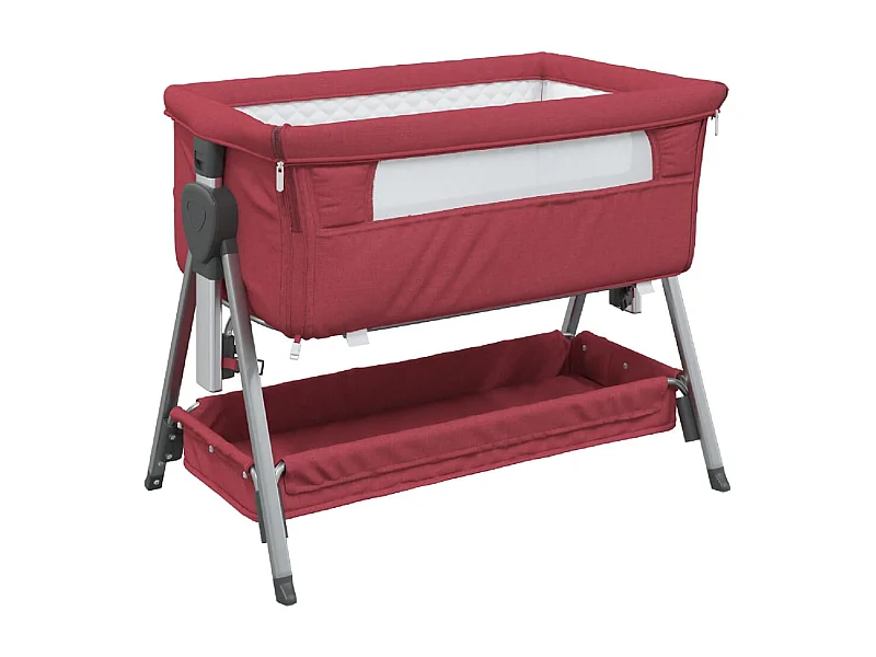 Lit pour bébé avec matelas Rouge Tissu de lin