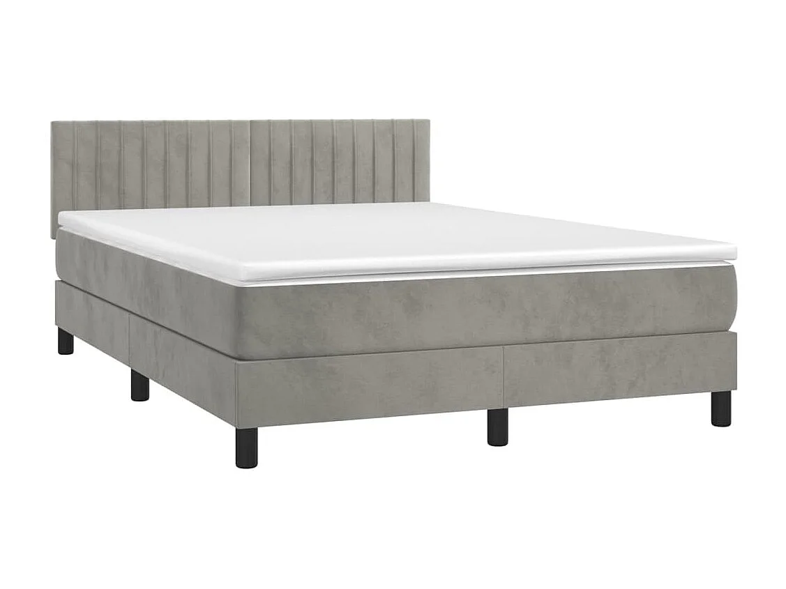Lit à sommier tapissier et matelas Gris clair 140x200 Velours