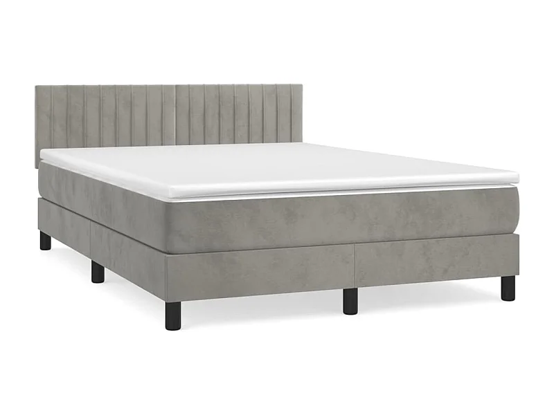 Lit à sommier tapissier et matelas Gris clair 140x200 Velours