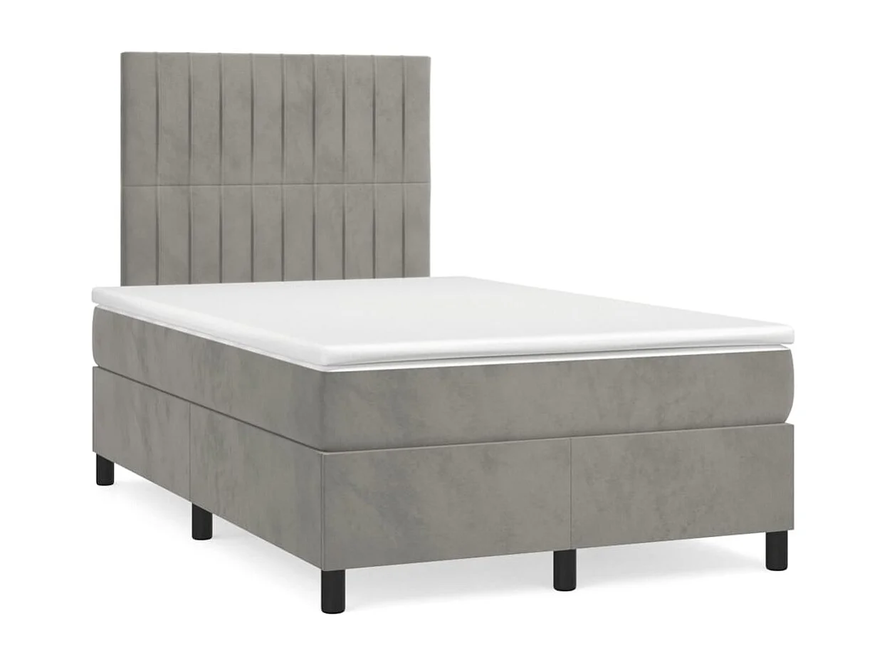 Sommier à lattes de lit et matelas gris clair 120x190 velours