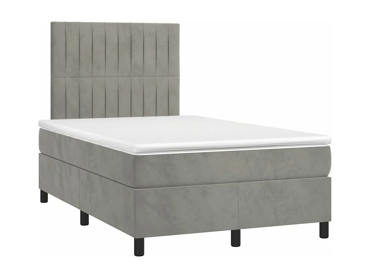 Sommier à lattes de lit et matelas gris clair 120x190 velours