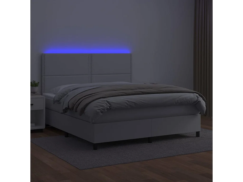 Sommier à lattes de lit avec matelas et LED Blanc 160x200