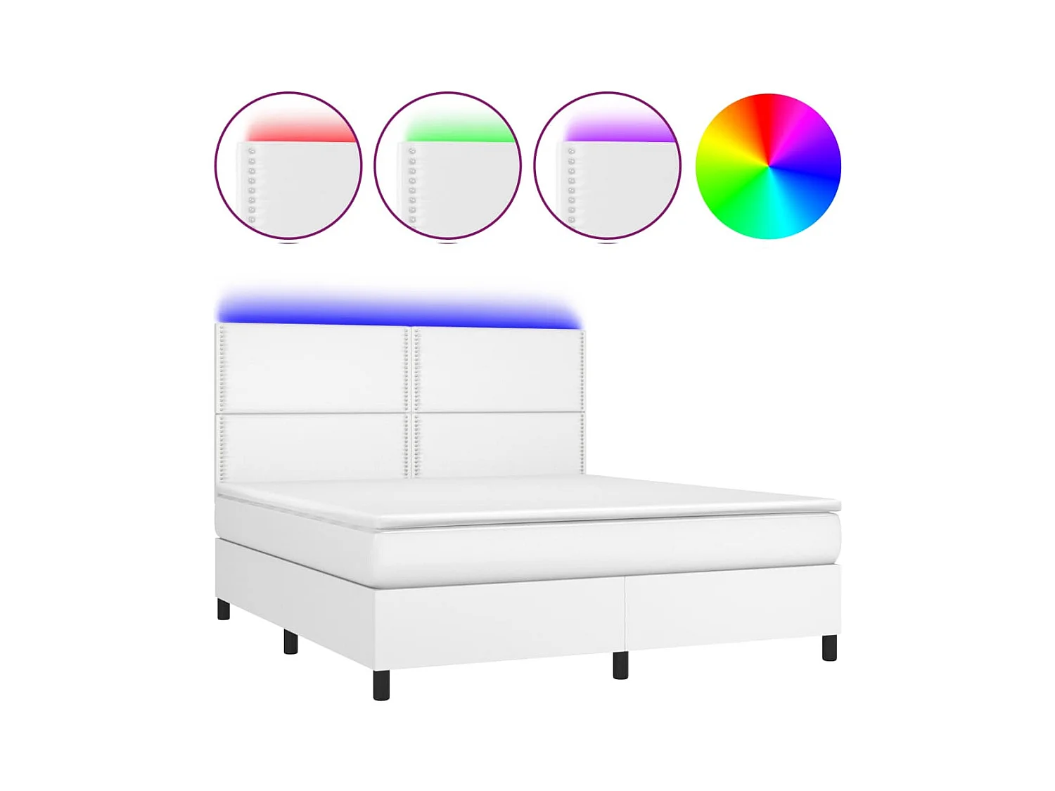 Boxspring met matras en LED kunstleer wit 160x200 cm