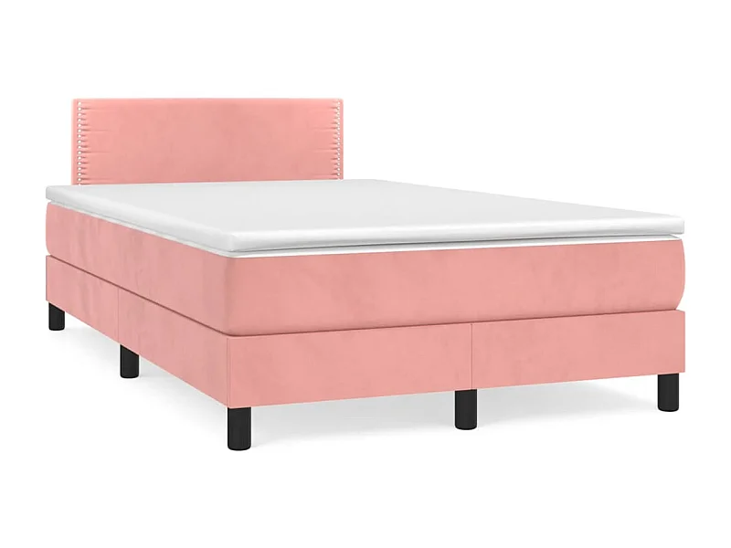 Sommier à lattes de lit avec matelas rose 120x190 velours