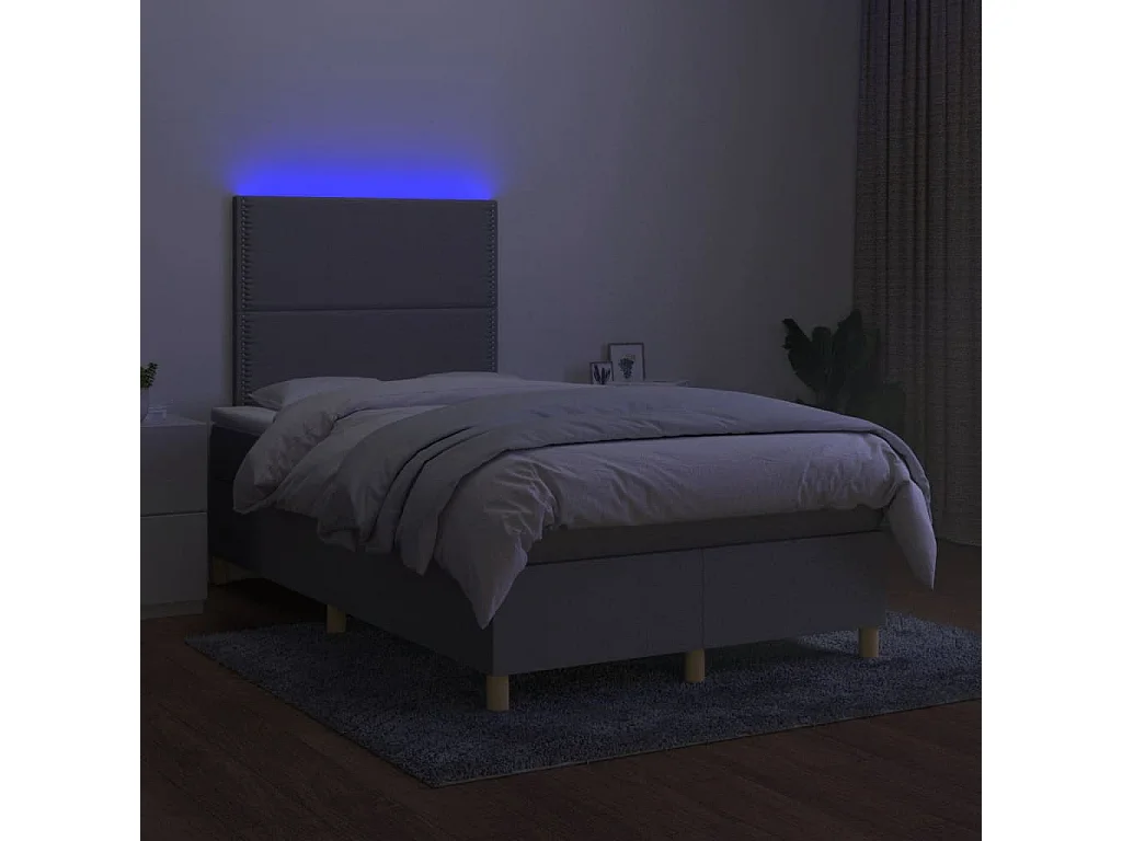 Sommier à lattes de lit matelas LED gris clair 120x190 tissu
