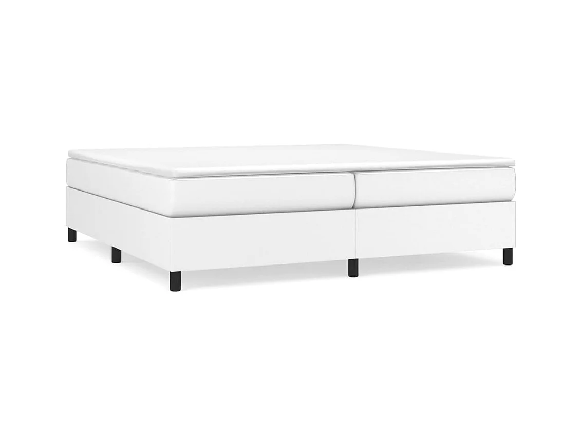 Sommier à lattes de lit avec matelas Blanc 200x200 Similicuir