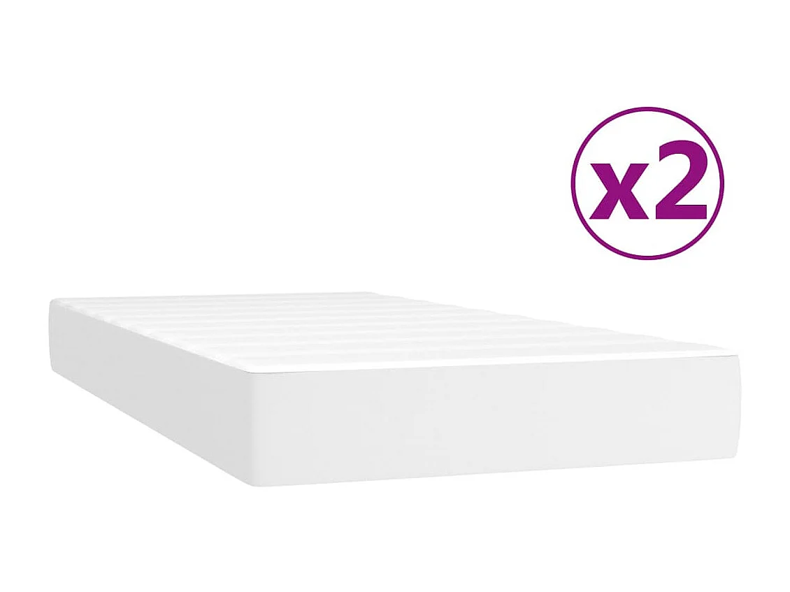 Sommier à lattes de lit avec matelas Blanc 200x200 Similicuir