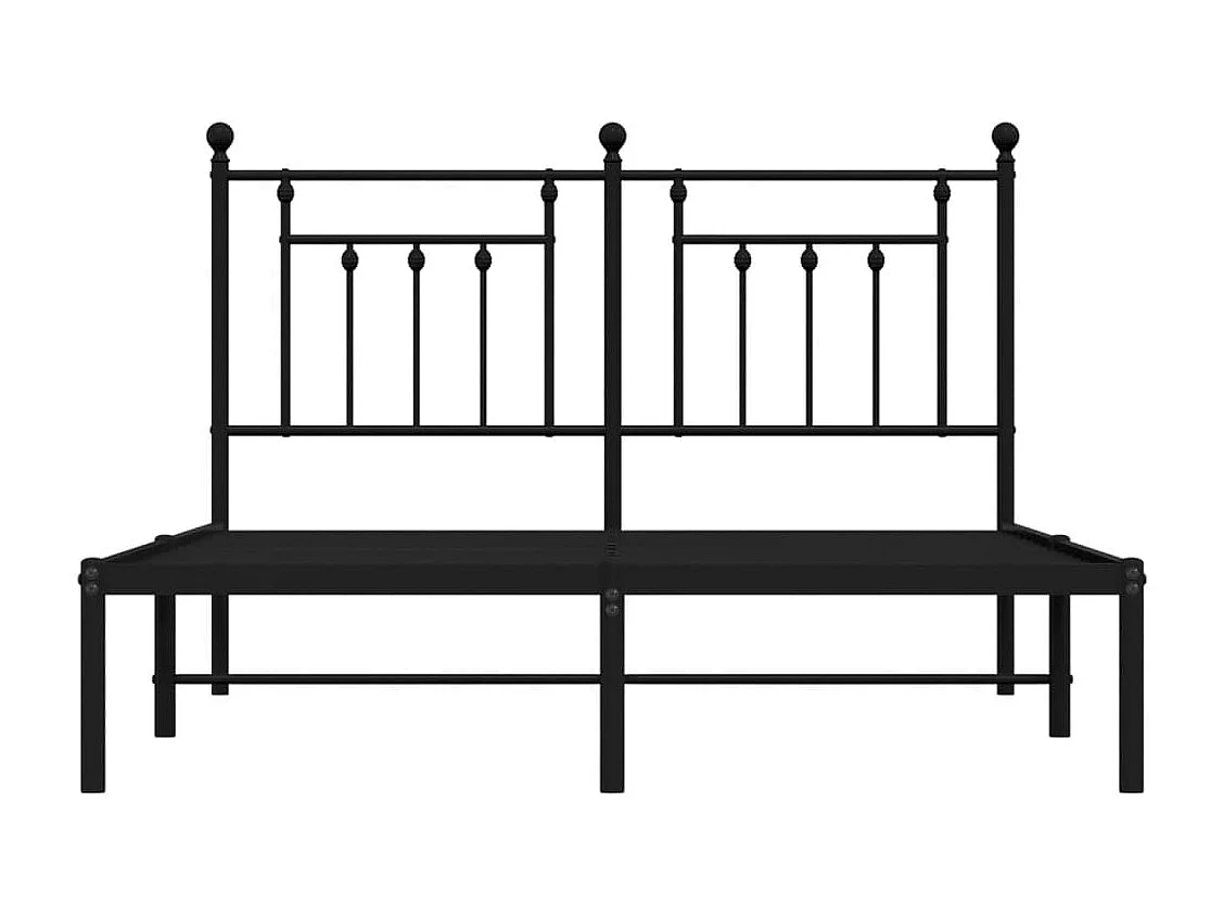 Cadre de lit métal avec tête de lit noir 140x200
