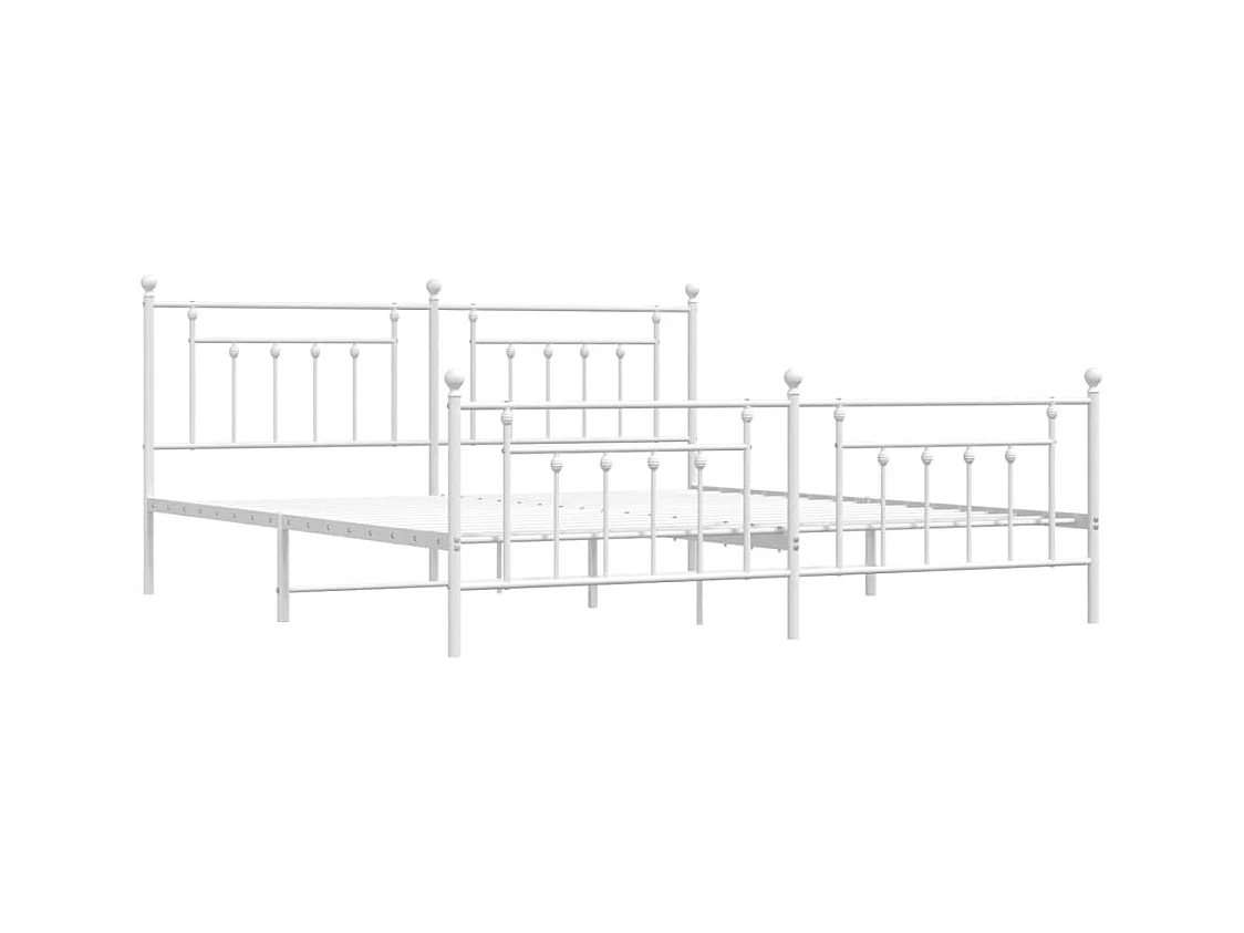 Cadre de lit métal avec tête de lit-pied de lit blanc 200x200