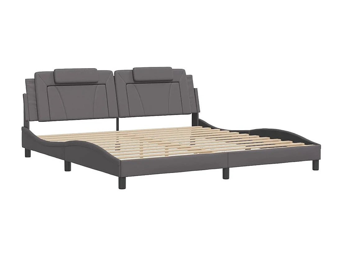 Cadre de lit avec lumières LED gris 200x200 similicuir