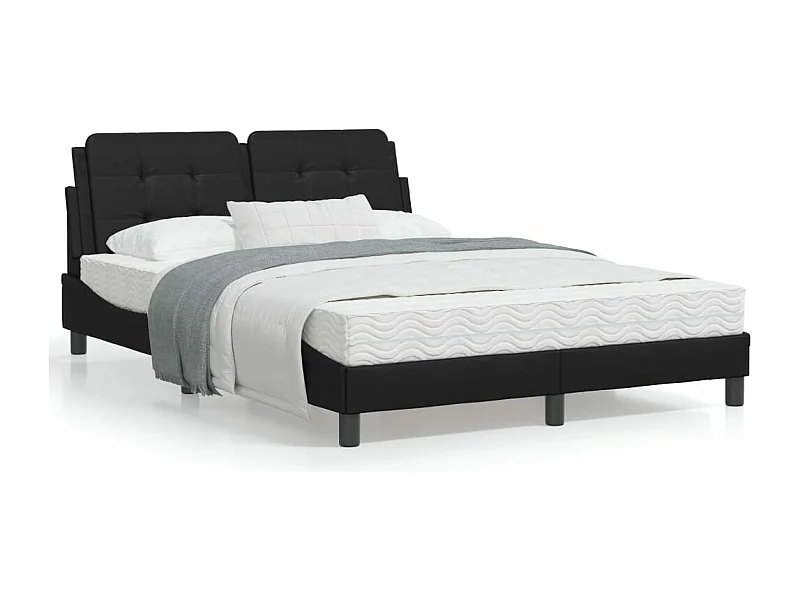 Lit avec matelas noir 140x190 similicuir
