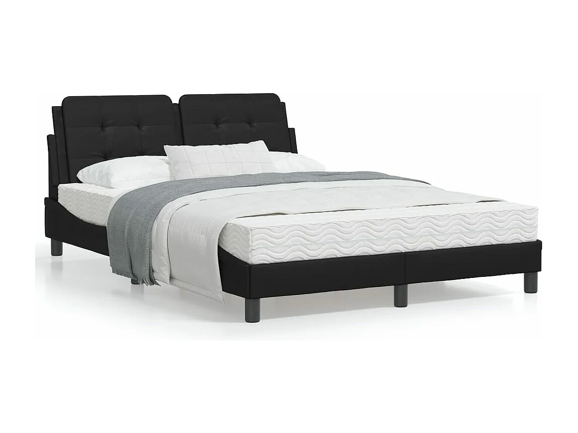 Lit avec matelas noir 140x190 similicuir