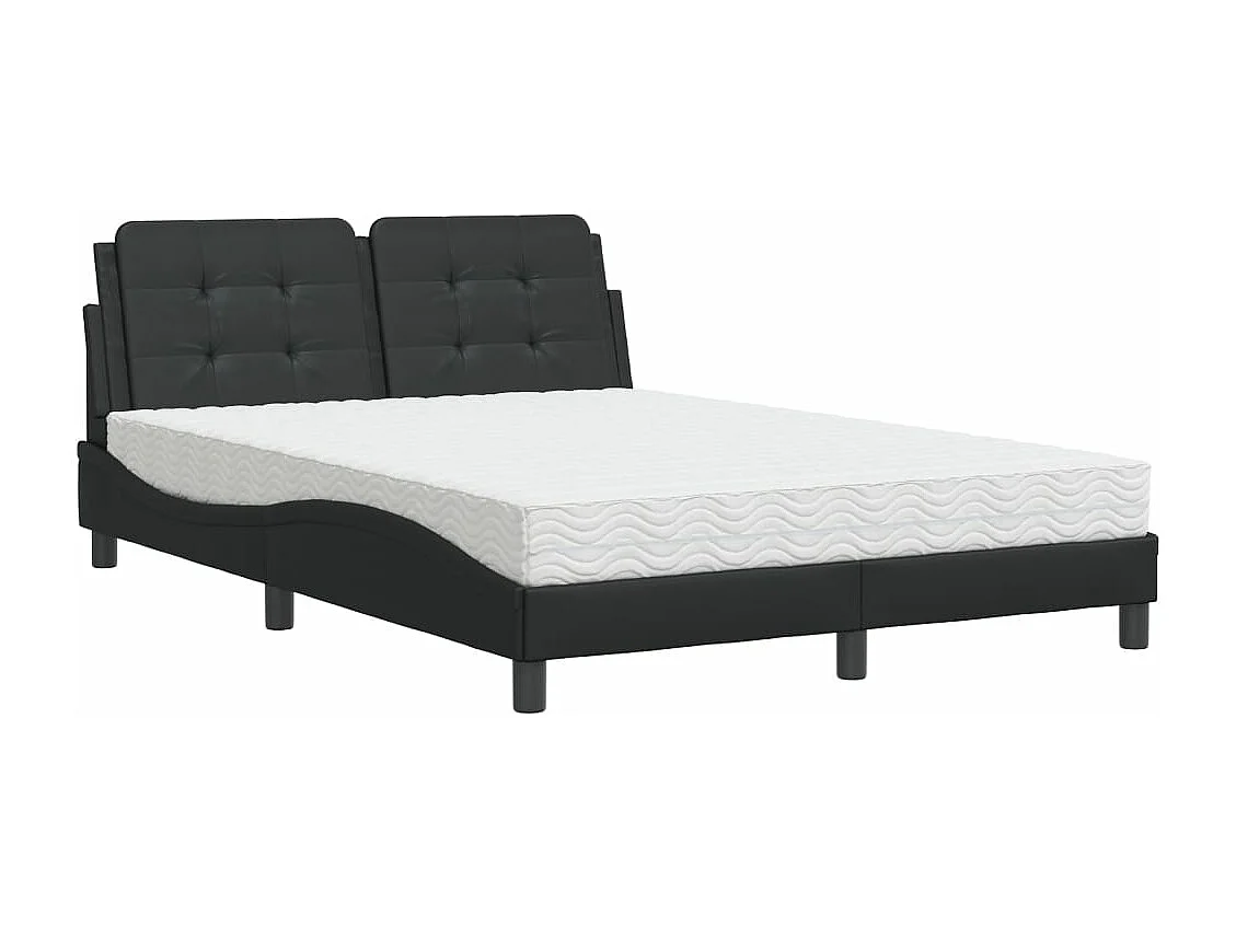 Lit avec matelas noir 140x190 similicuir
