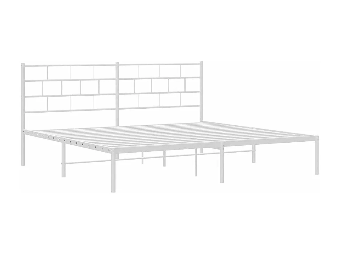 Cadre de lit métal avec tête de lit blanc 193x203