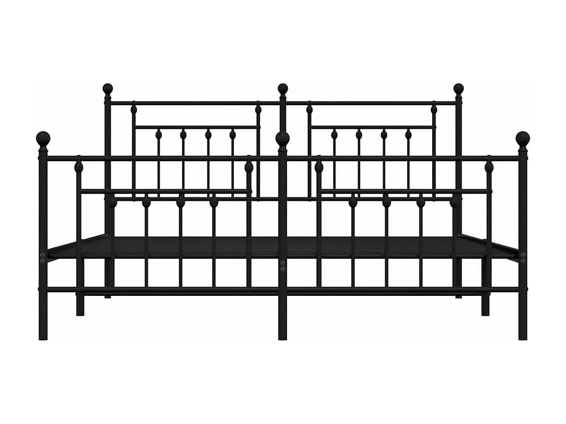 Cadre de lit métal avec tête de lit-pied de lit noir 183x213