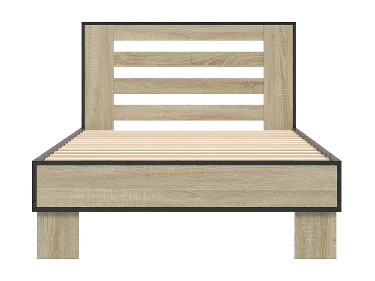 Cadre de lit chêne sonoma 75x190 bois d'ingénierie et métal